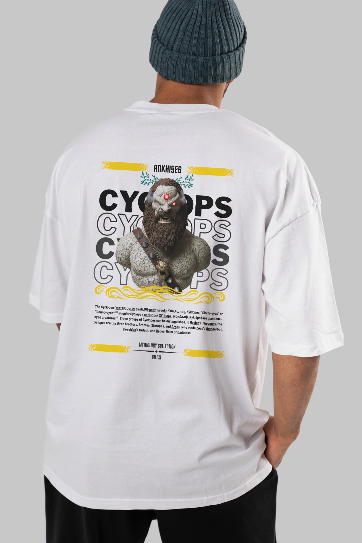Cyclopes 1 Arka Baskılı Oversize t-shirt Erkek Kadın %100 Pamuk Bisiklet Yaka tişort