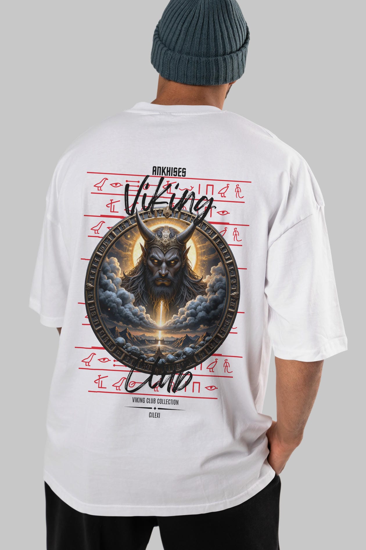 Viking Mitolojisi Serisi 9 Arka Baskılı Oversize t-shirt Erkek Kadın %100 Pamuk Bisiklet Yaka tişort