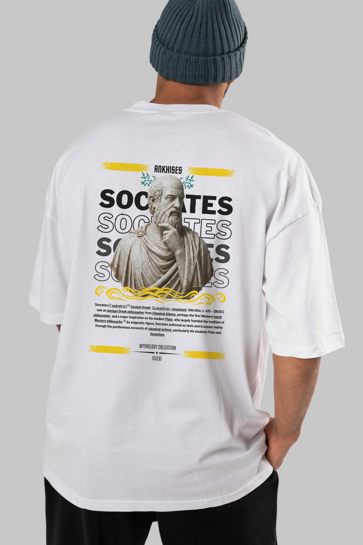 Socrates Arka Baskılı Oversize t-shirt Erkek Kadın %100 Pamuk Bisiklet Yaka tişort