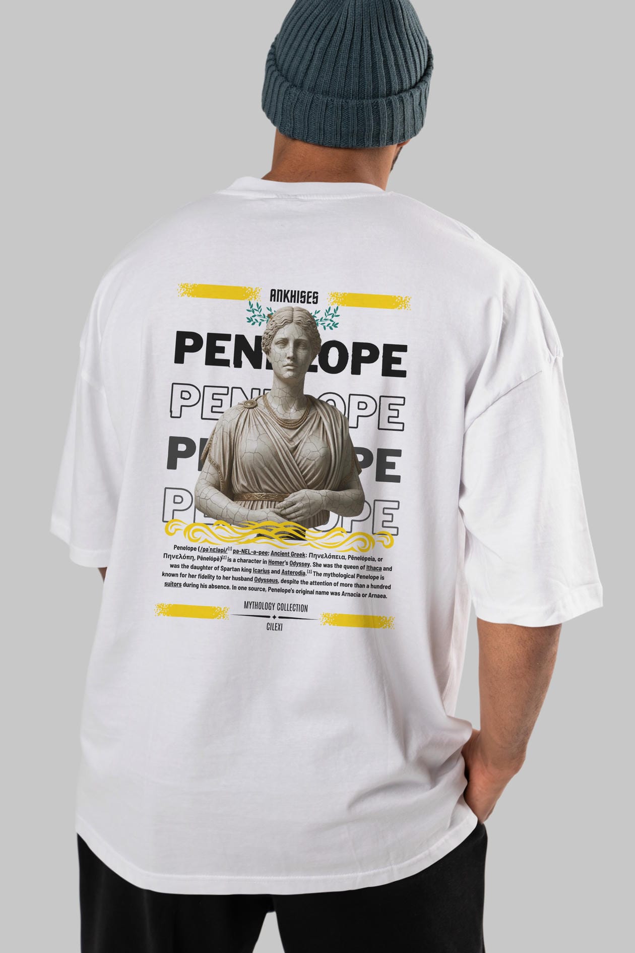 Penelope 1 Arka Baskılı Oversize t-shirt Erkek Kadın %100 Pamuk Bisiklet Yaka tişort