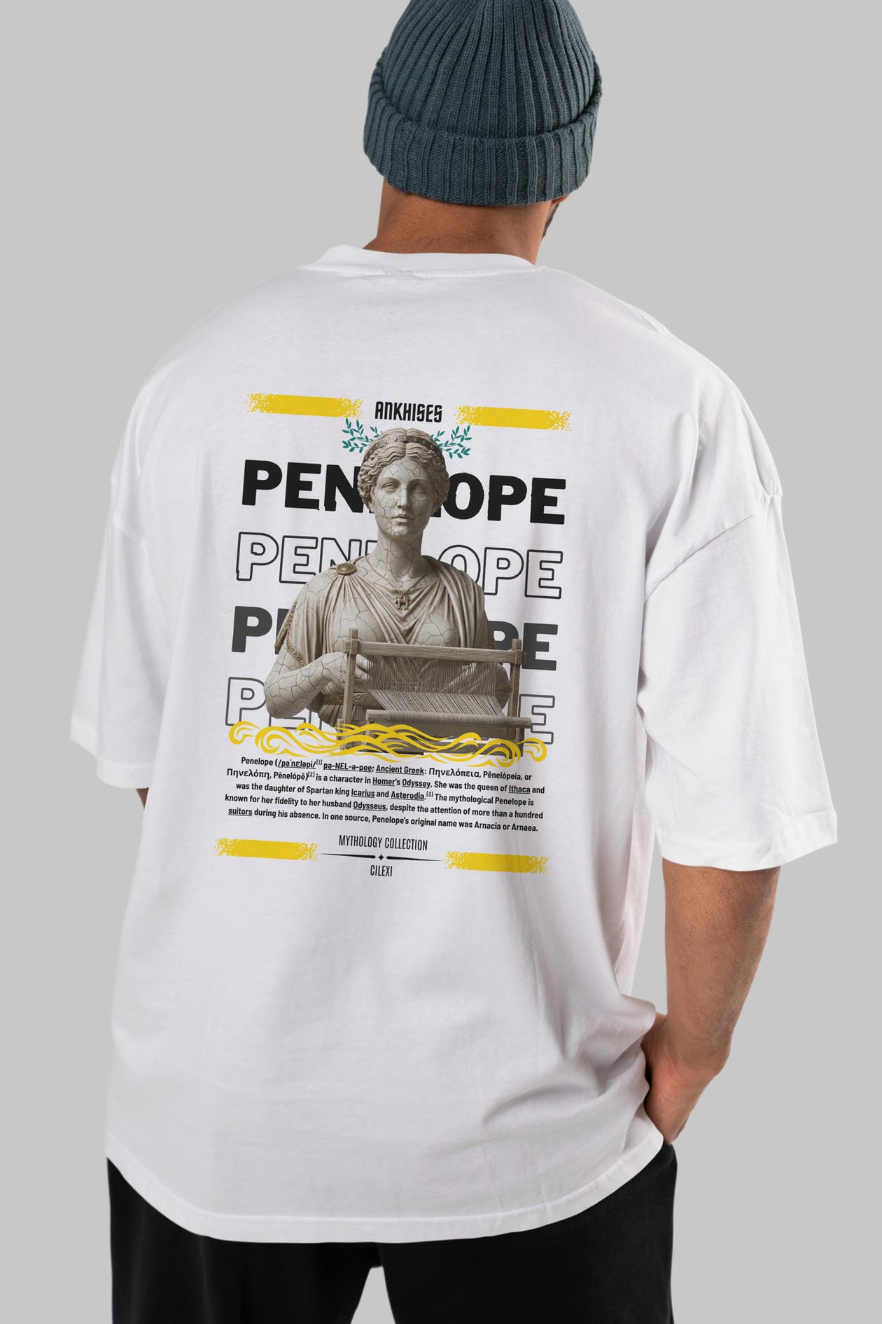 Penelope 2 Arka Baskılı Oversize t-shirt Erkek Kadın %100 Pamuk Bisiklet Yaka tişort