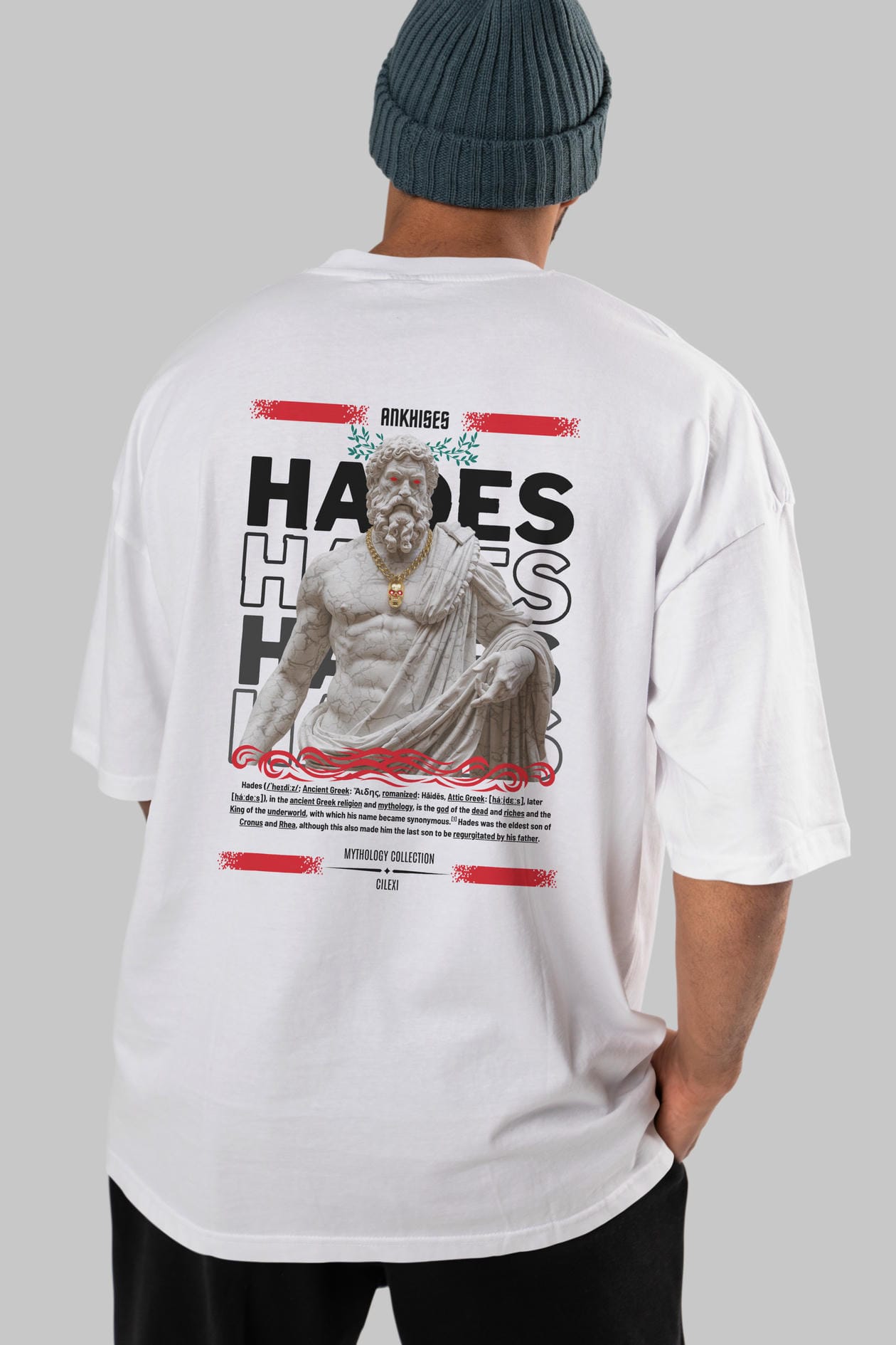 Hades 2 Arka Baskılı Oversize t-shirt Erkek Kadın %100 Pamuk Bisiklet Yaka tişort