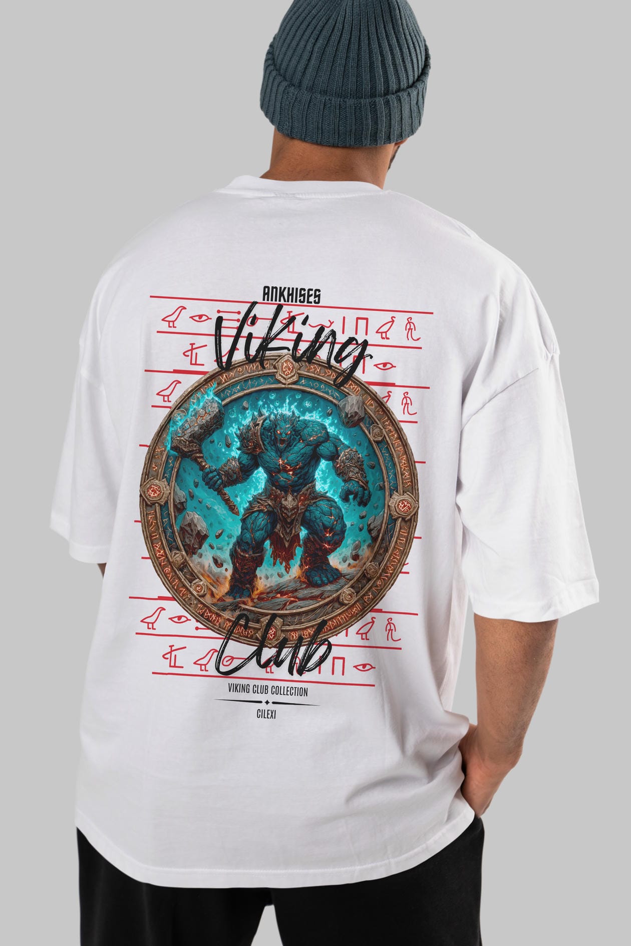 Hrungnir Baskılı Oversize t-shirt Erkek Kadın %100 Pamuk Bisiklet Yaka tişort