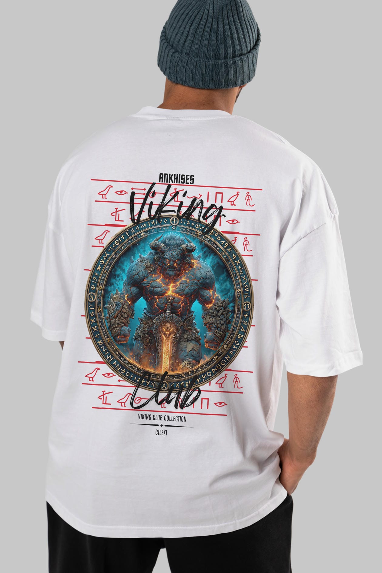 Surtr Arka Baskılı Oversize t-shirt Erkek Kadın %100 Pamuk Bisiklet Yaka tişort