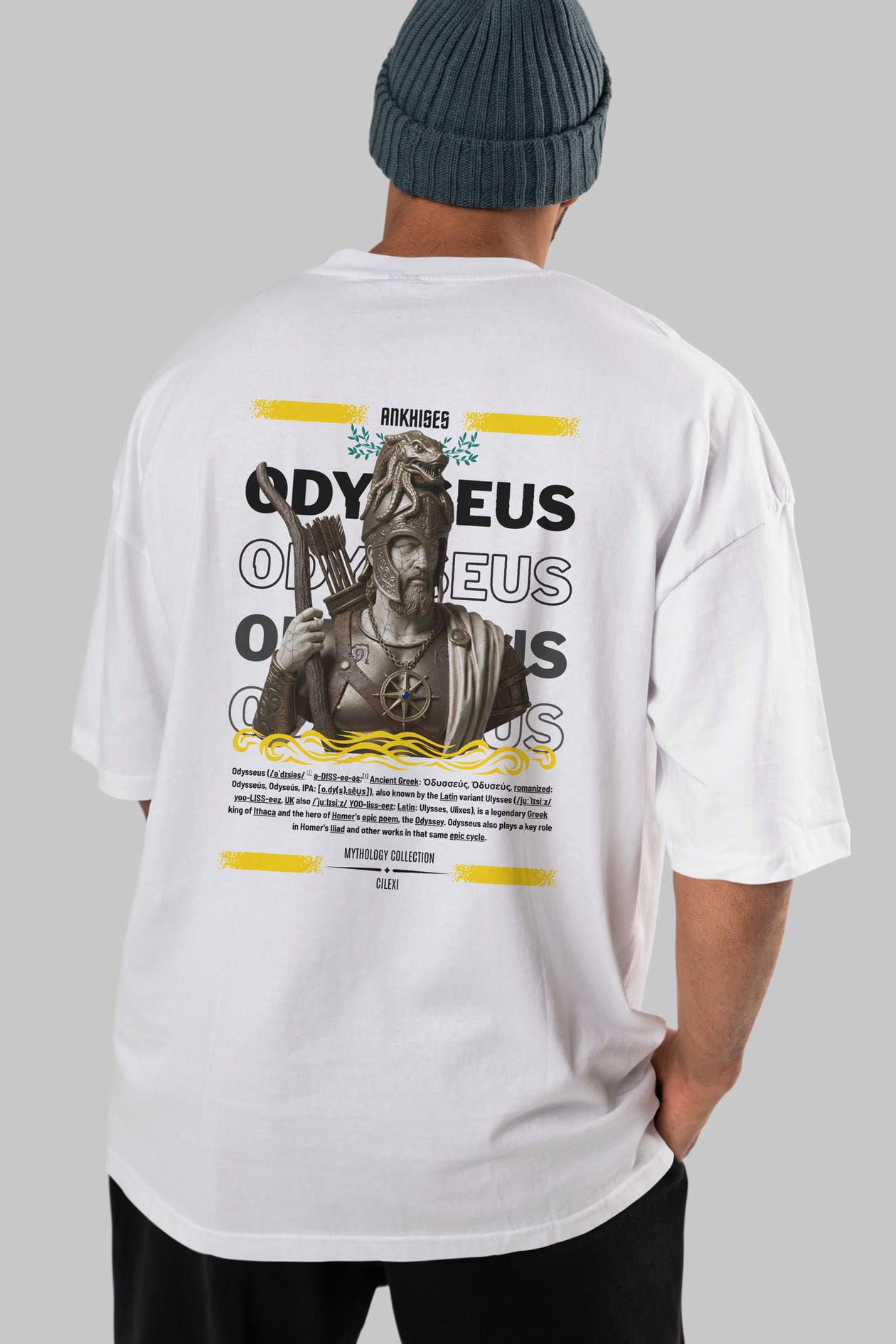 Odysseus 2 Arka Baskılı Oversize t-shirt Erkek Kadın %100 Pamuk Bisiklet Yaka tişort