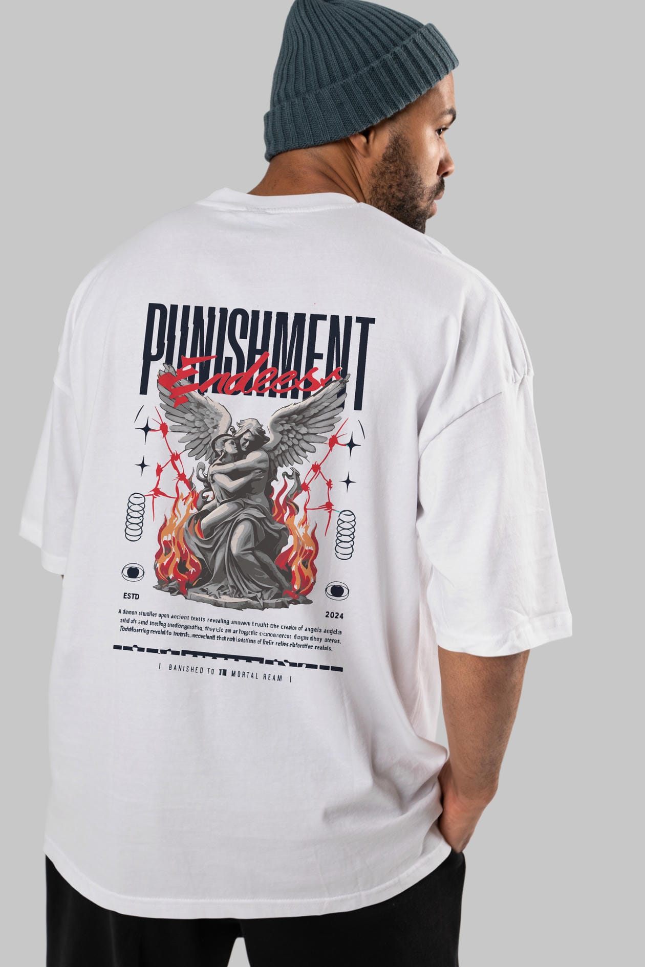Punishment Endeess Arka Baskılı Oversize t-shirt Erkek Kadın %100 Pamuk Bisiklet Yaka tişort