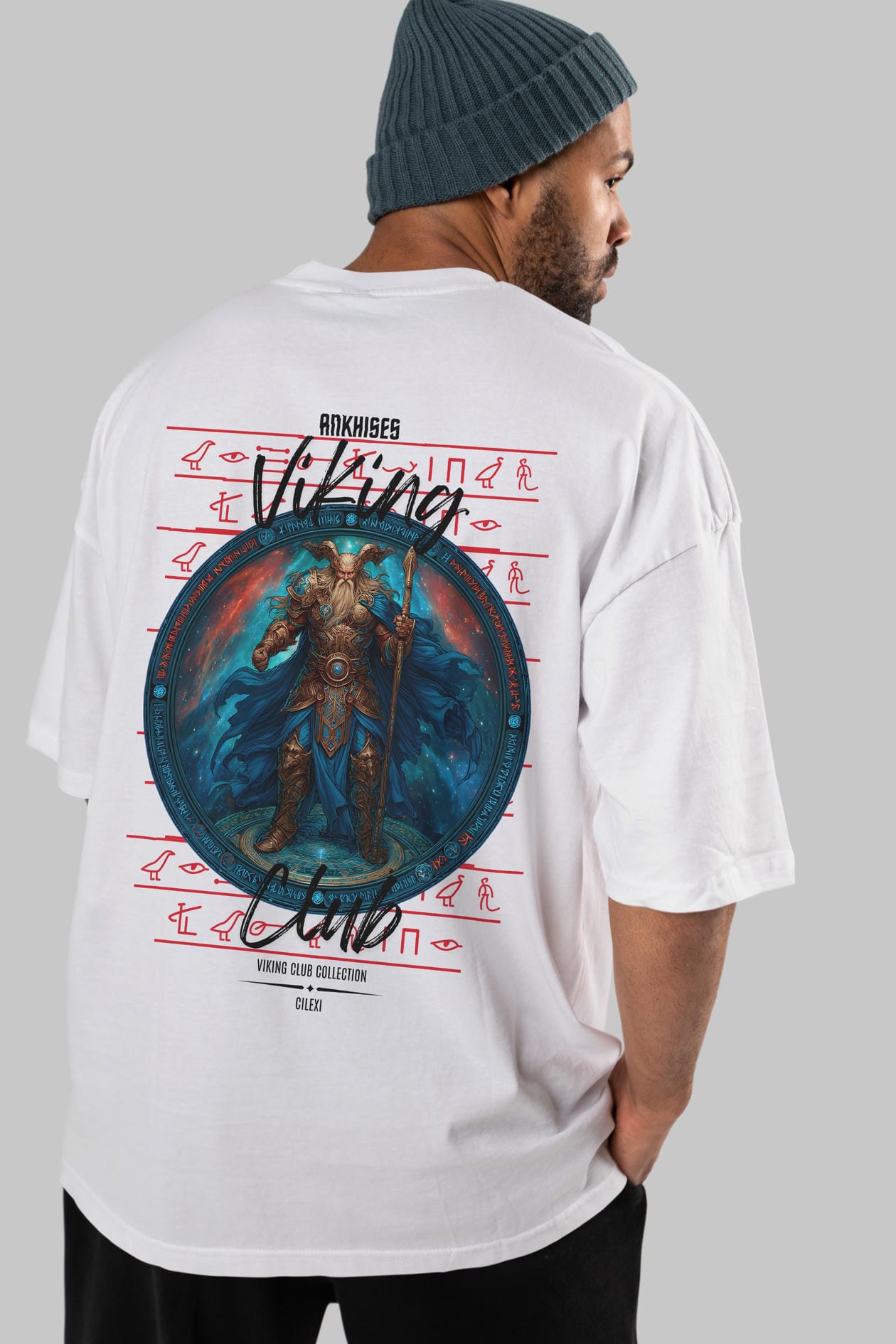 Heimdall Baskılı Oversize t-shirt Erkek Kadın %100 Pamuk Bisiklet Yaka tişort