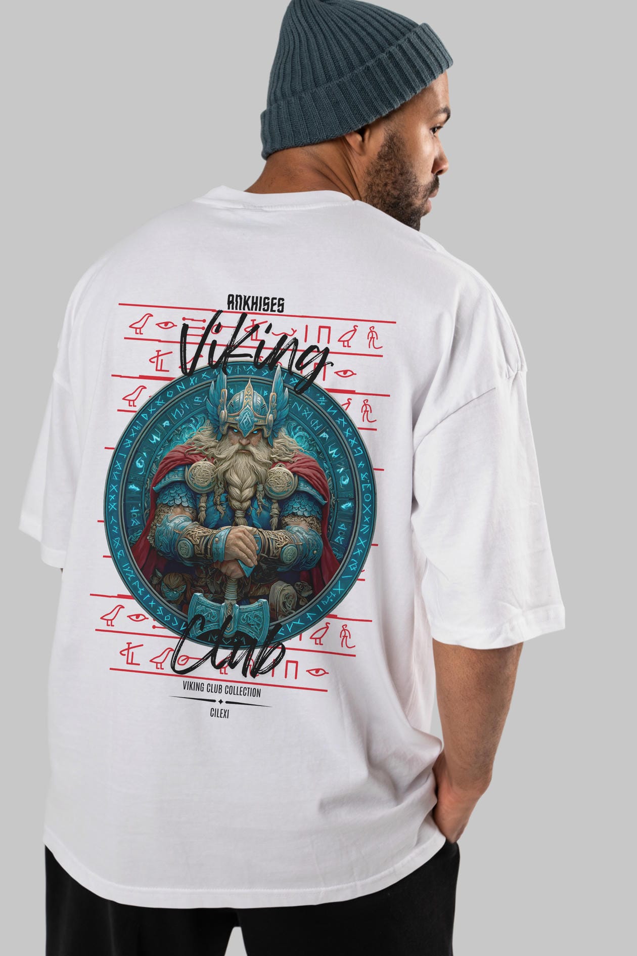 Thor Arka Baskılı Oversize t-shirt Erkek Kadın %100 Pamuk Bisiklet Yaka tişort