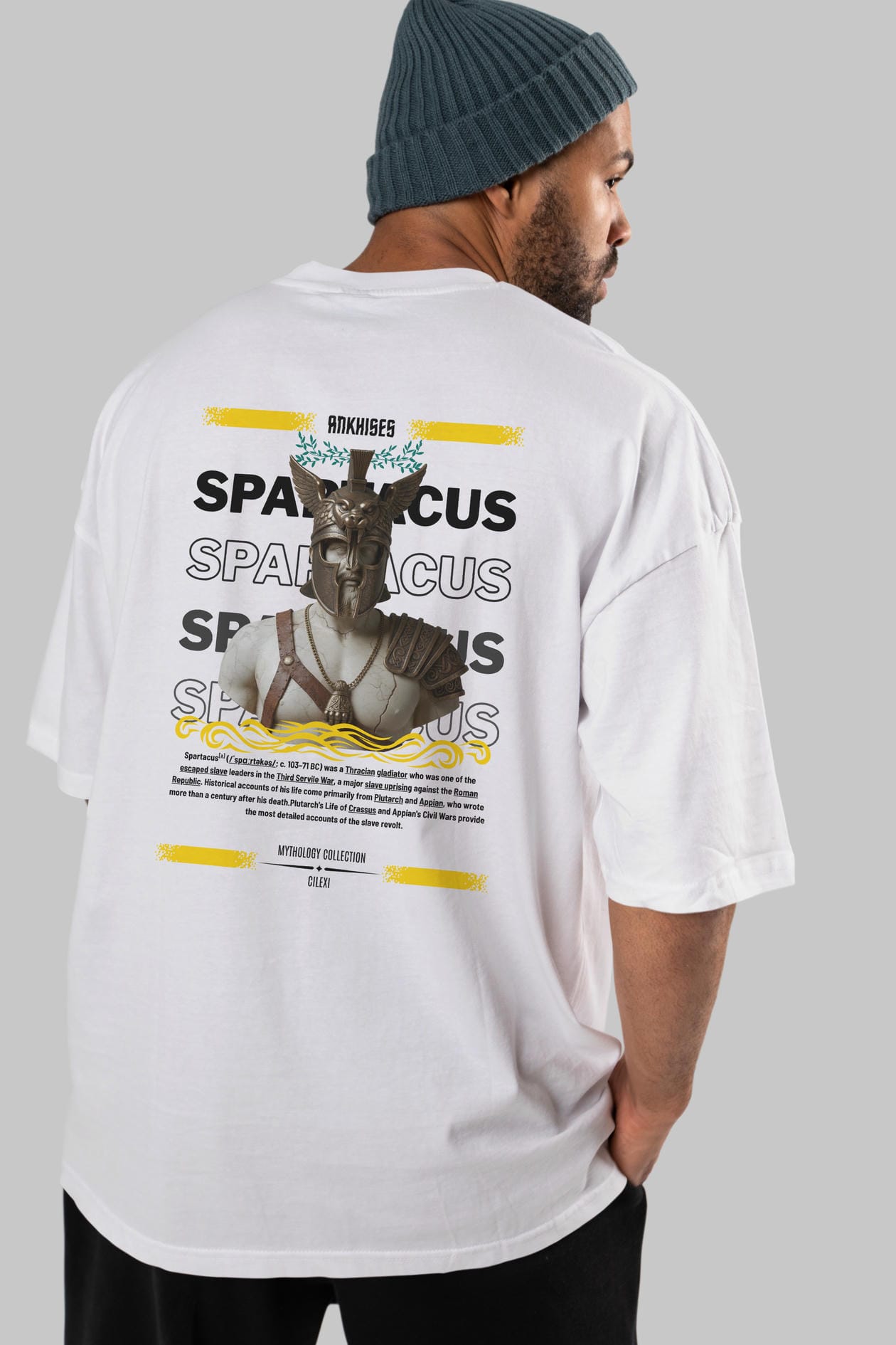 Spartacus 1 Arka Baskılı Oversize t-shirt Erkek Kadın %100 Pamuk Bisiklet Yaka tişort
