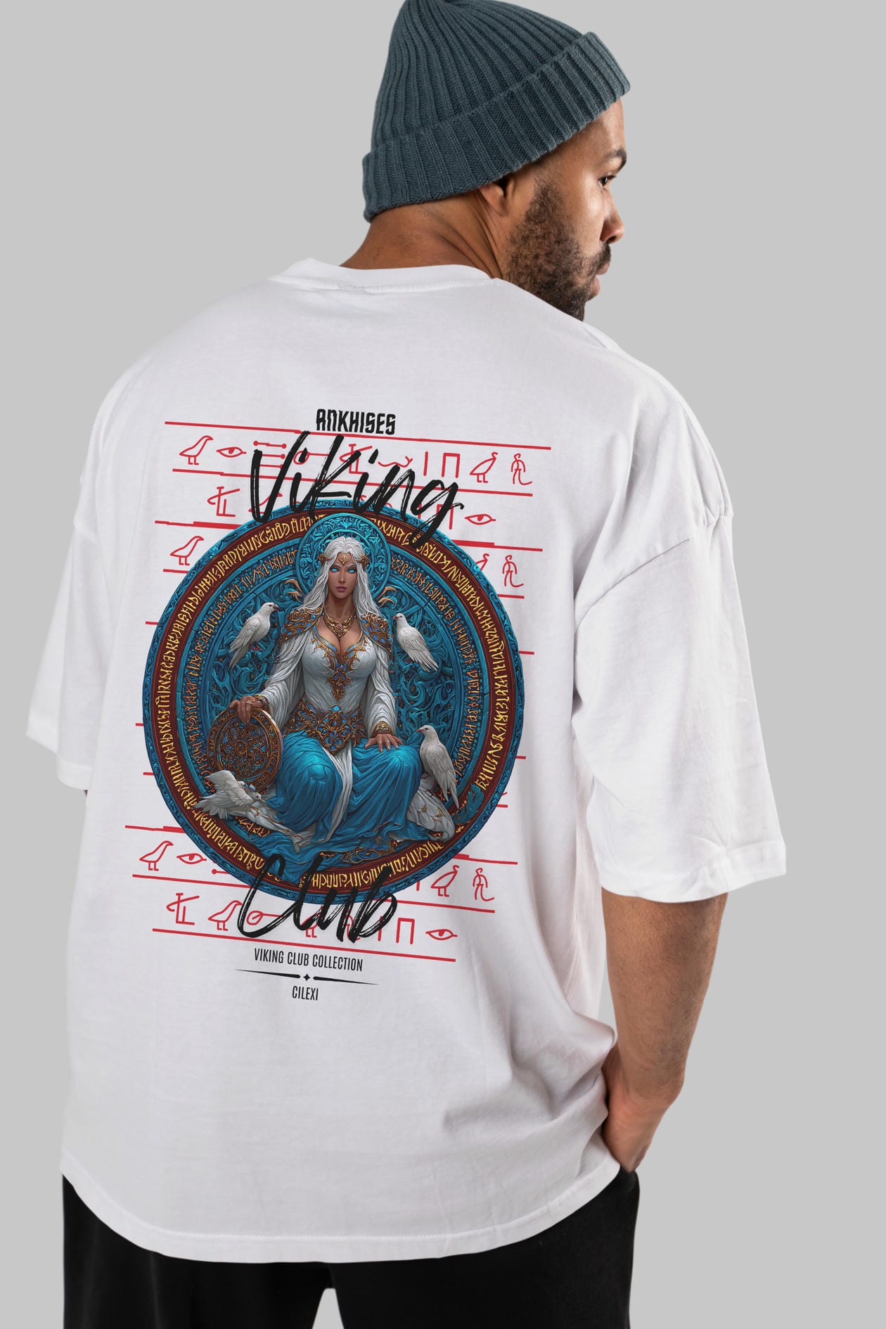 Frigg Baskılı Oversize t-shirt Erkek Kadın %100 Pamuk Bisiklet Yaka tişort