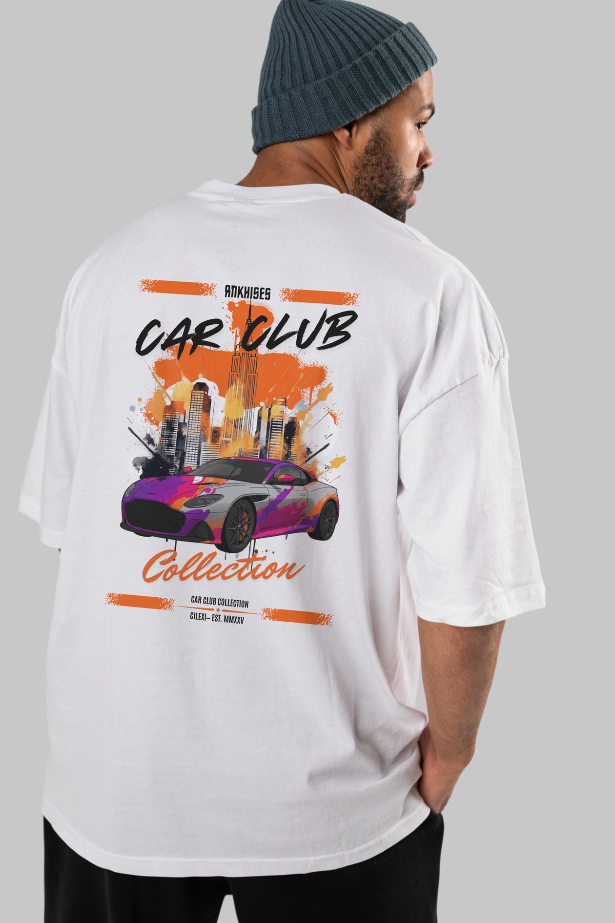 Araba Club Serisi 11 Baskılı Oversize t-shirt Erkek Kadın %100 Pamuk Bisiklet Yaka tişort