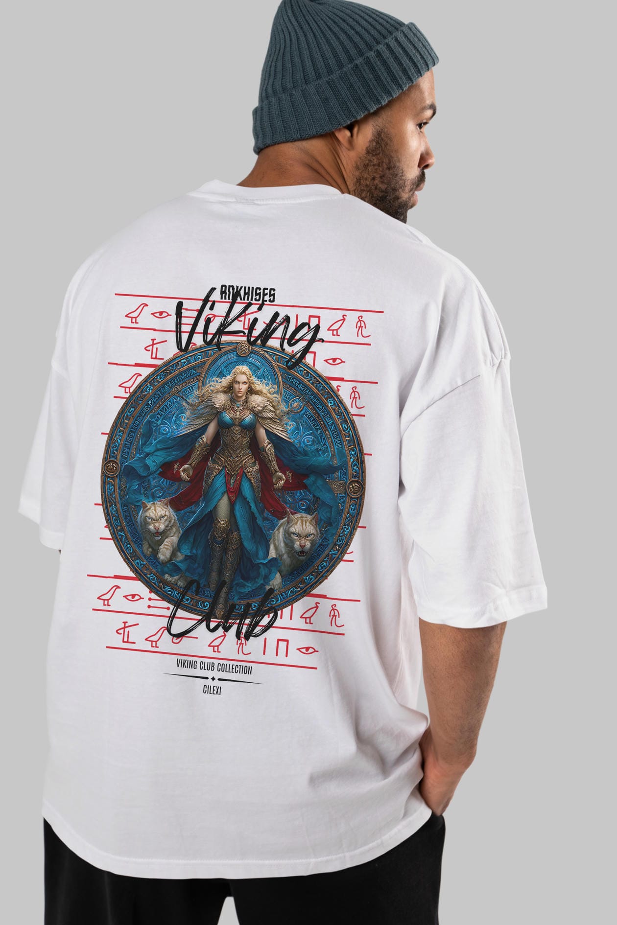 Freyja Baskılı Oversize t-shirt Erkek Kadın %100 Pamuk Bisiklet Yaka tişort