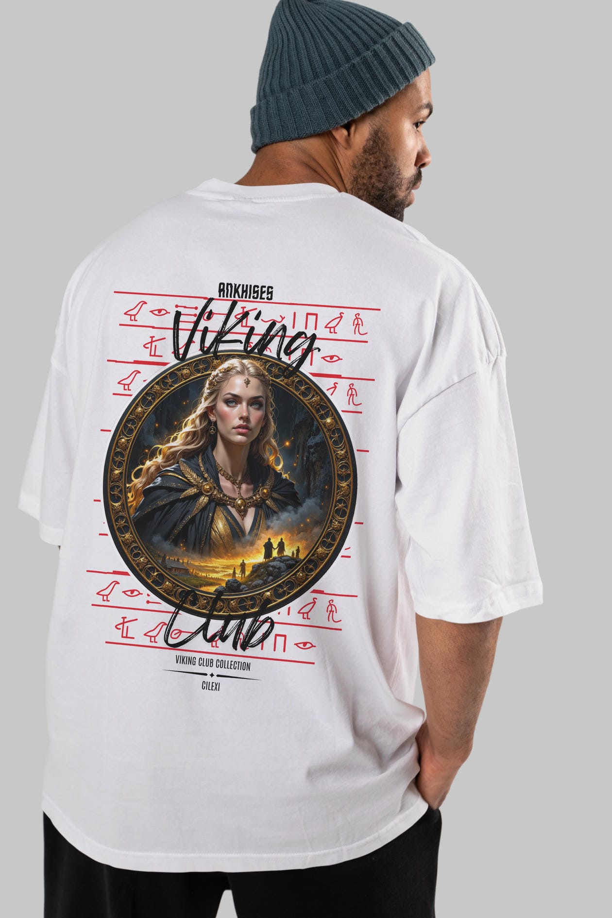 Viking Mitolojisi Serisi 1 Arka Baskılı Oversize t-shirt Erkek Kadın %100 Pamuk Bisiklet Yaka tişort