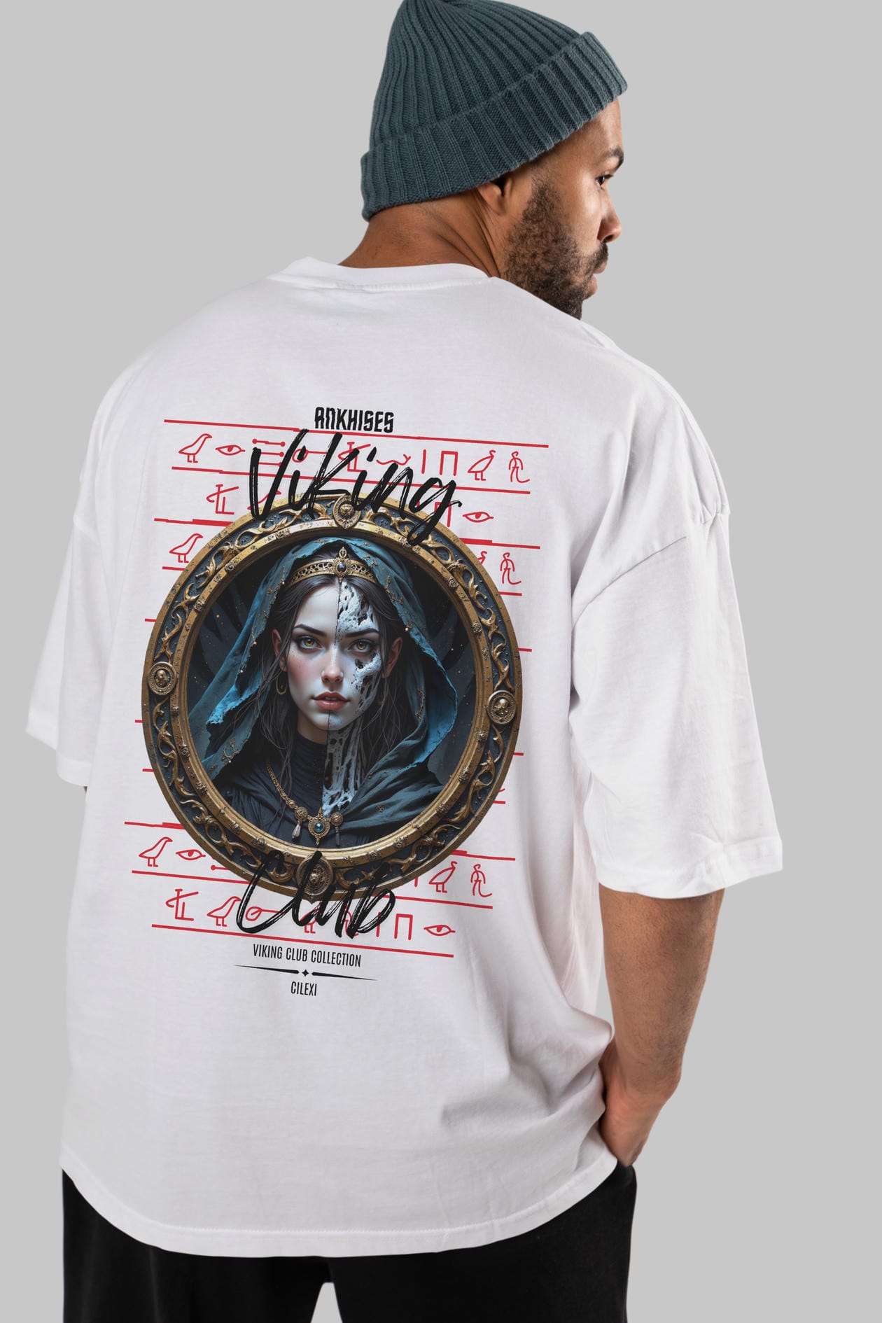 Viking Mitolojisi Serisi 10 Arka Baskılı Oversize t-shirt Erkek Kadın %100 Pamuk Bisiklet Yaka tişort