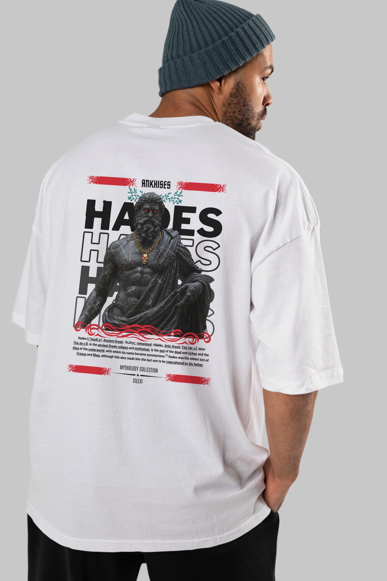 Hades 1 Arka Baskılı Oversize t-shirt Erkek Kadın %100 Pamuk Bisiklet Yaka tişort