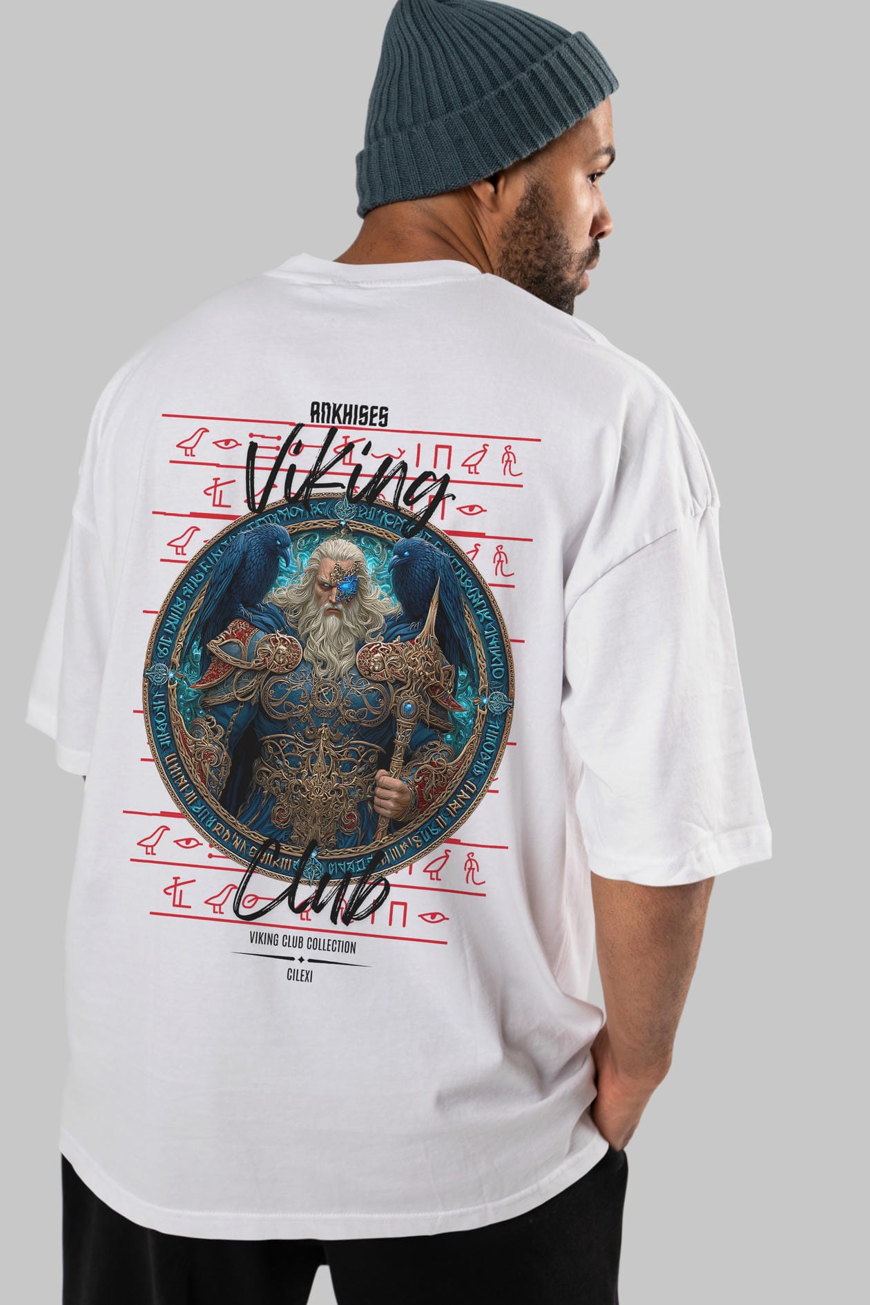 Odin Arka Baskılı Oversize t-shirt Erkek Kadın %100 Pamuk Bisiklet Yaka tişort
