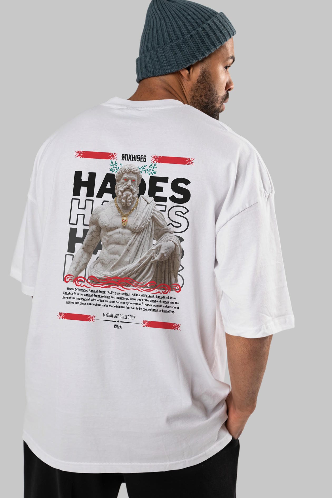 Hades 2 Arka Baskılı Oversize t-shirt Erkek Kadın %100 Pamuk Bisiklet Yaka tişort