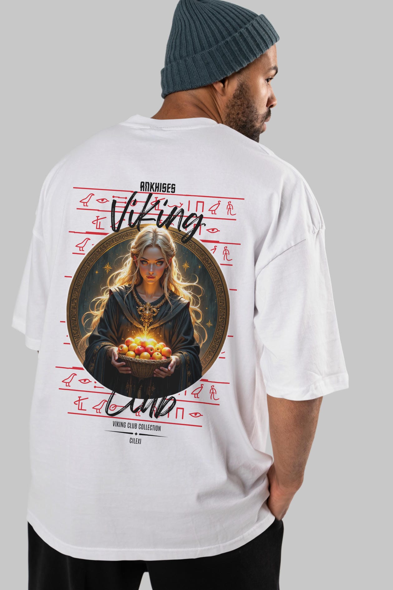 Viking Mitolojisi Serisi 16 Arka Baskılı Oversize t-shirt Erkek Kadın %100 Pamuk Bisiklet Yaka tişort