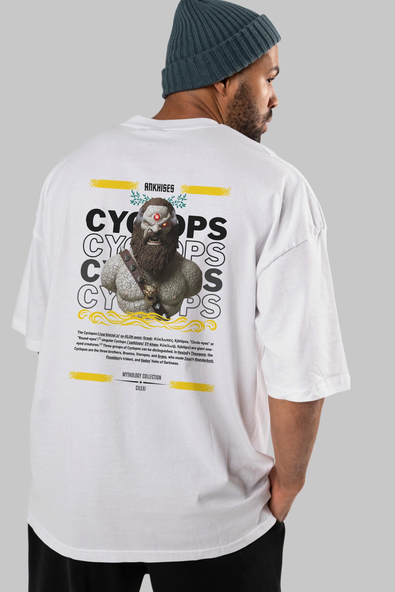Cyclopes 1 Arka Baskılı Oversize t-shirt Erkek Kadın %100 Pamuk Bisiklet Yaka tişort