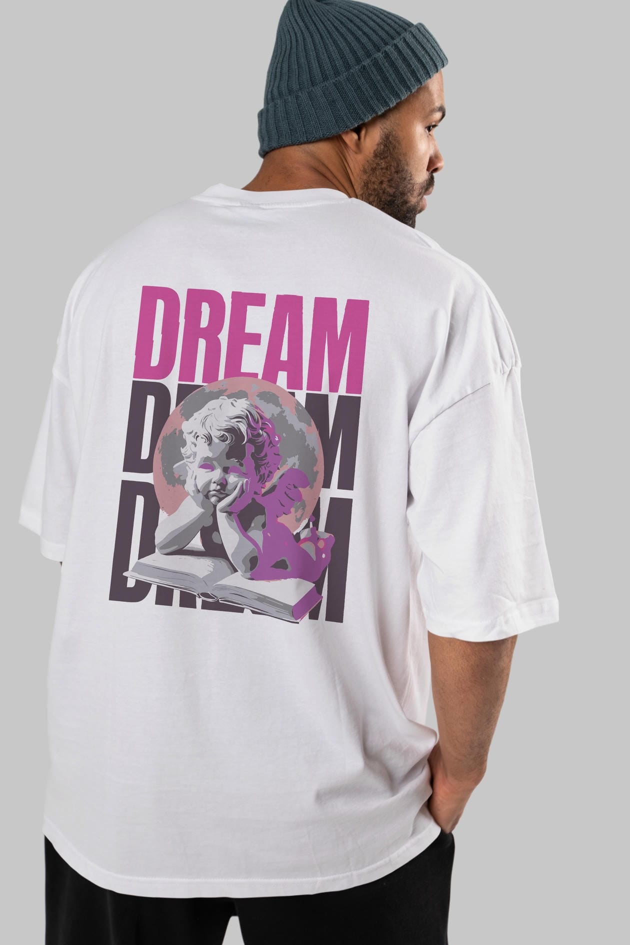 Dream Angel Arka Baskılı Oversize t-shirt Erkek Kadın %100 Pamuk Bisiklet Yaka tişort