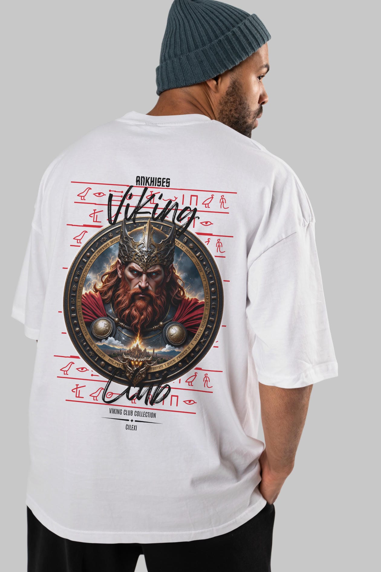 Thor 2 Arka Baskılı Oversize t-shirt Erkek Kadın %100 Pamuk Bisiklet Yaka tişort