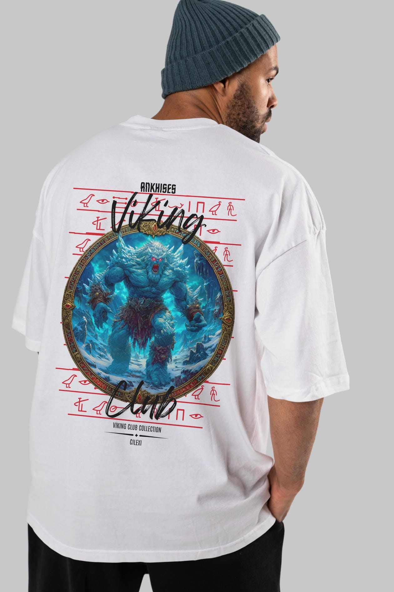 Ymir Arka Baskılı Oversize t-shirt Erkek Kadın %100 Pamuk Bisiklet Yaka tişort