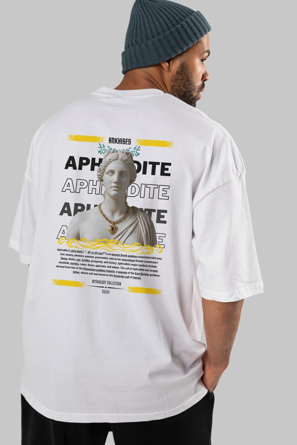 Aphrodite 1 Arka Baskılı Oversize t-shirt Erkek Kadın %100 Pamuk Bisiklet Yaka tişort