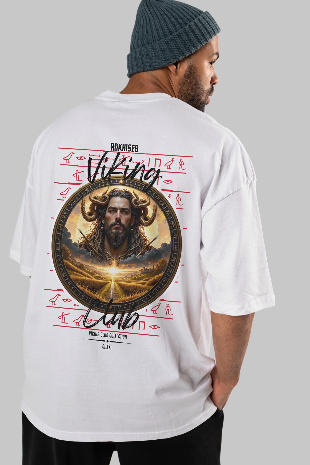 Viking Mitolojisi Serisi 3 Arka Baskılı Oversize t-shirt Erkek Kadın %100 Pamuk Bisiklet Yaka tişort