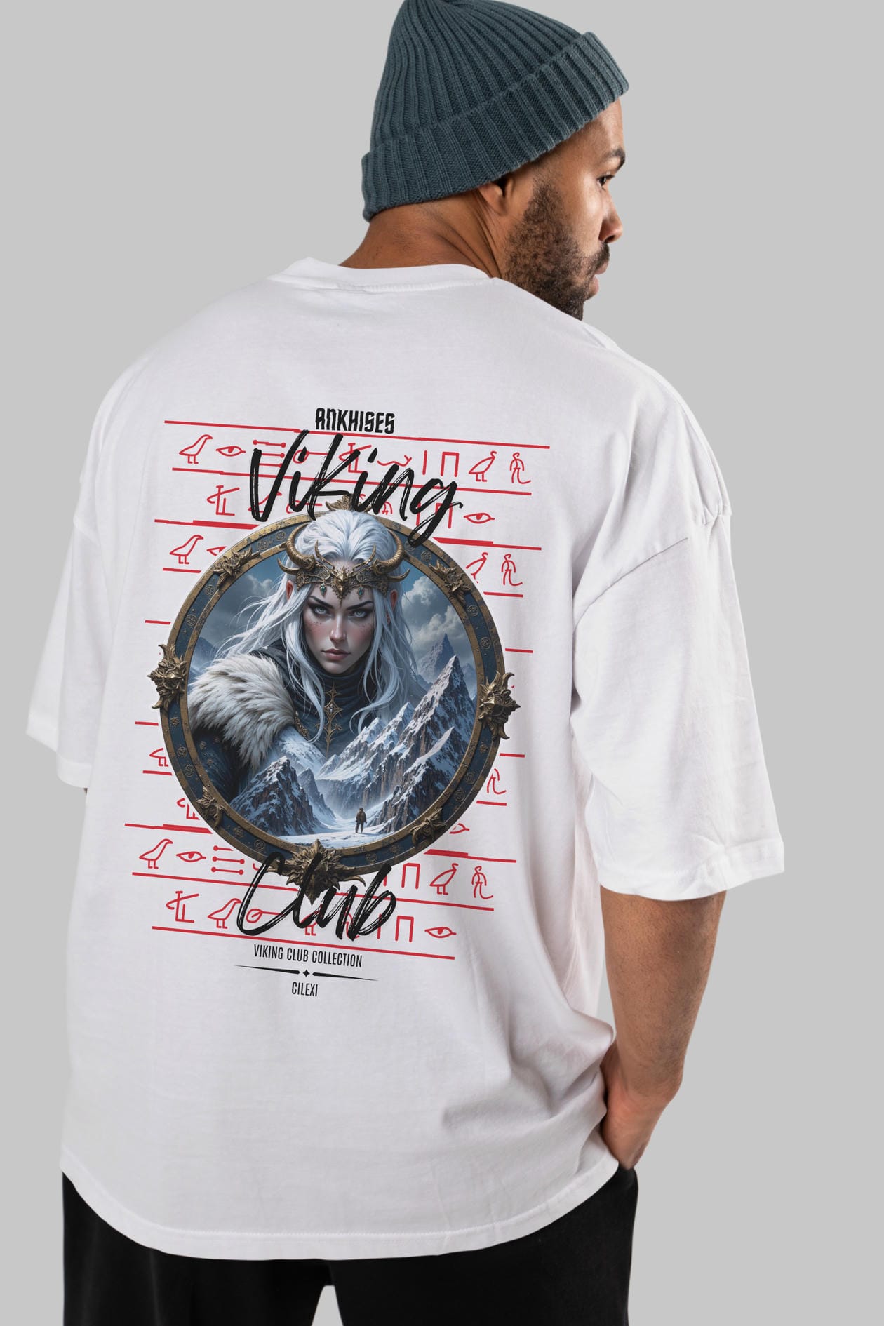 Viking Mitolojisi Serisi 19 Arka Baskılı Oversize t-shirt Erkek Kadın %100 Pamuk Bisiklet Yaka tişort