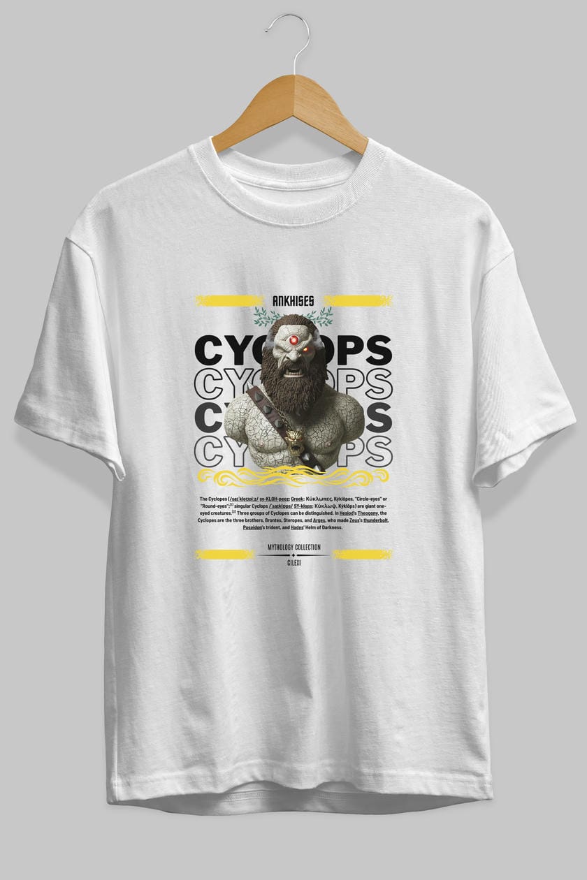 Cyclopes 1 ön Baskılı Oversize t-shirt Erkek Kadın %100 Pamuk Bisiklet Yaka tişort