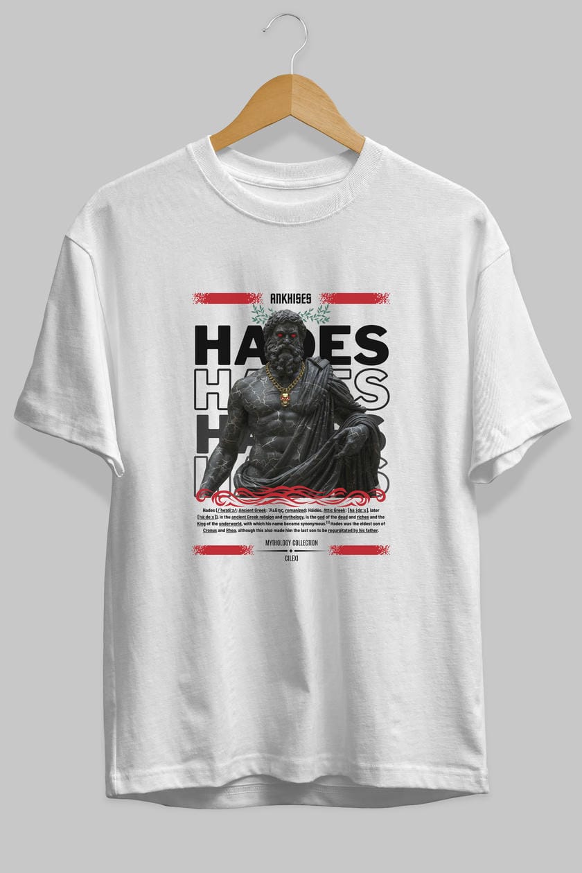Hades 1 ön Baskılı Oversize t-shirt Erkek Kadın %100 Pamuk Bisiklet Yaka tişort