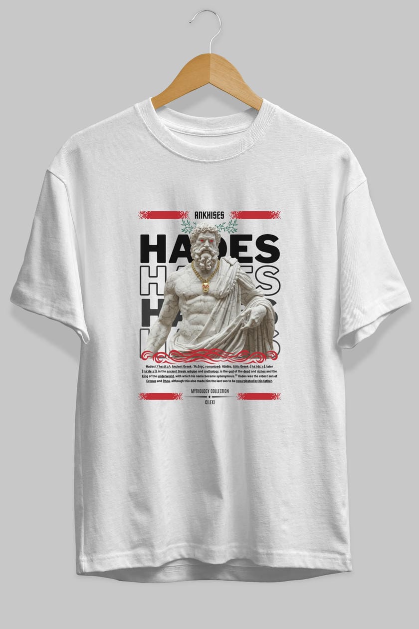 Hades 2 ön Baskılı Oversize t-shirt Erkek Kadın %100 Pamuk Bisiklet Yaka tişort