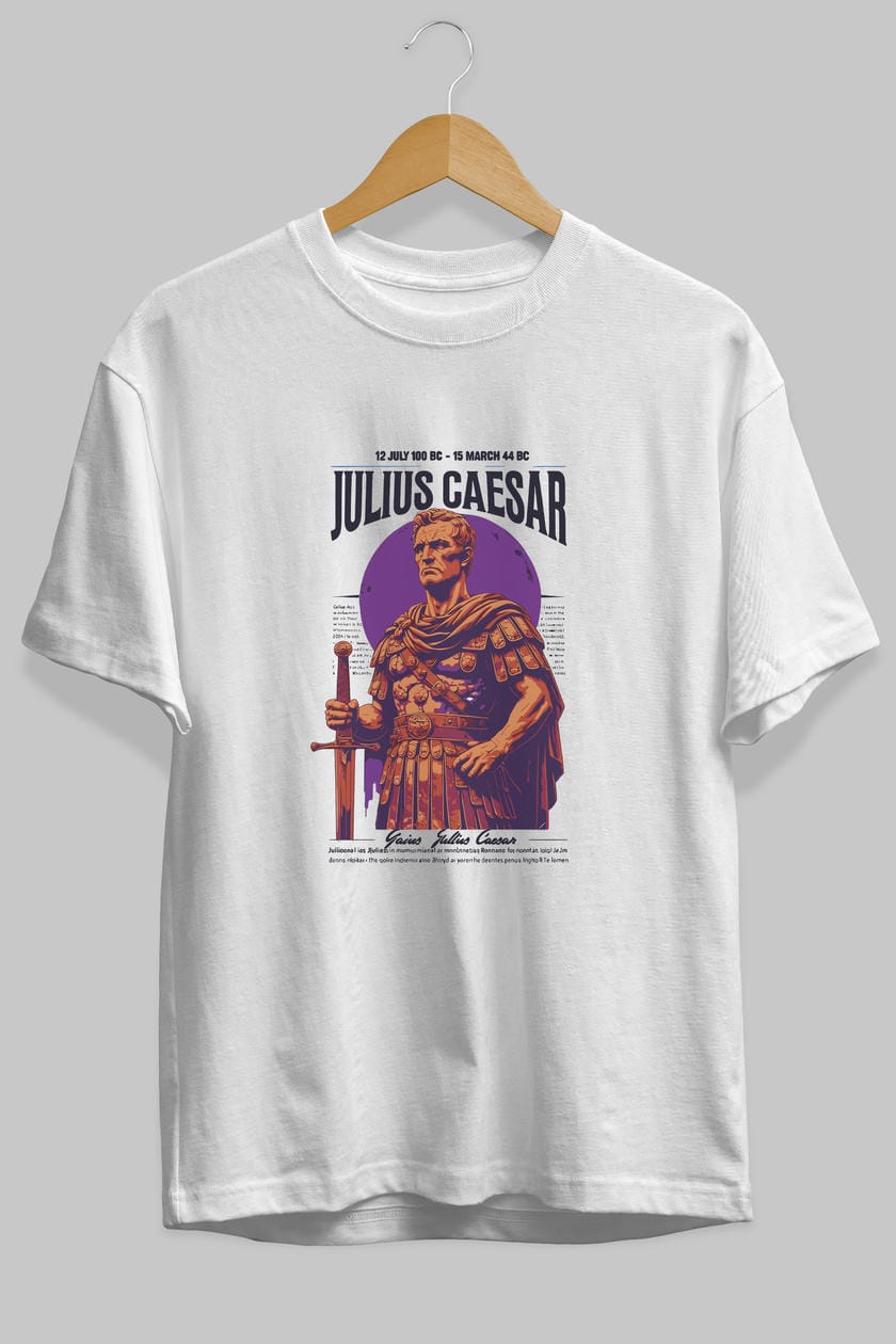 Julius Caesar ön Baskılı Oversize t-shirt Erkek Kadın %100 Pamuk Bisiklet Yaka tişort