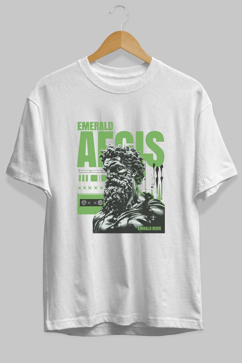 Emrald Regis ön Baskılı Oversize t-shirt Erkek Kadın %100 Pamuk Bisiklet Yaka tişort