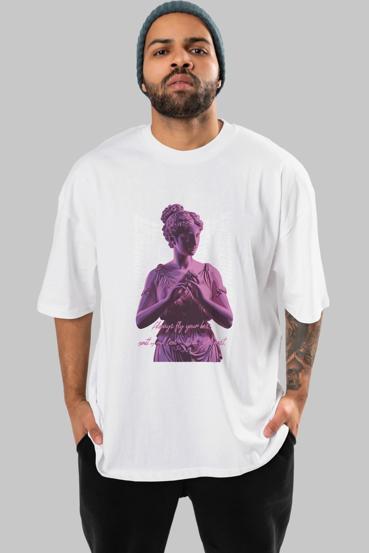 Always Fly ön Baskılı Oversize t-shirt Erkek Kadın %100 Pamuk Bisiklet Yaka tişort