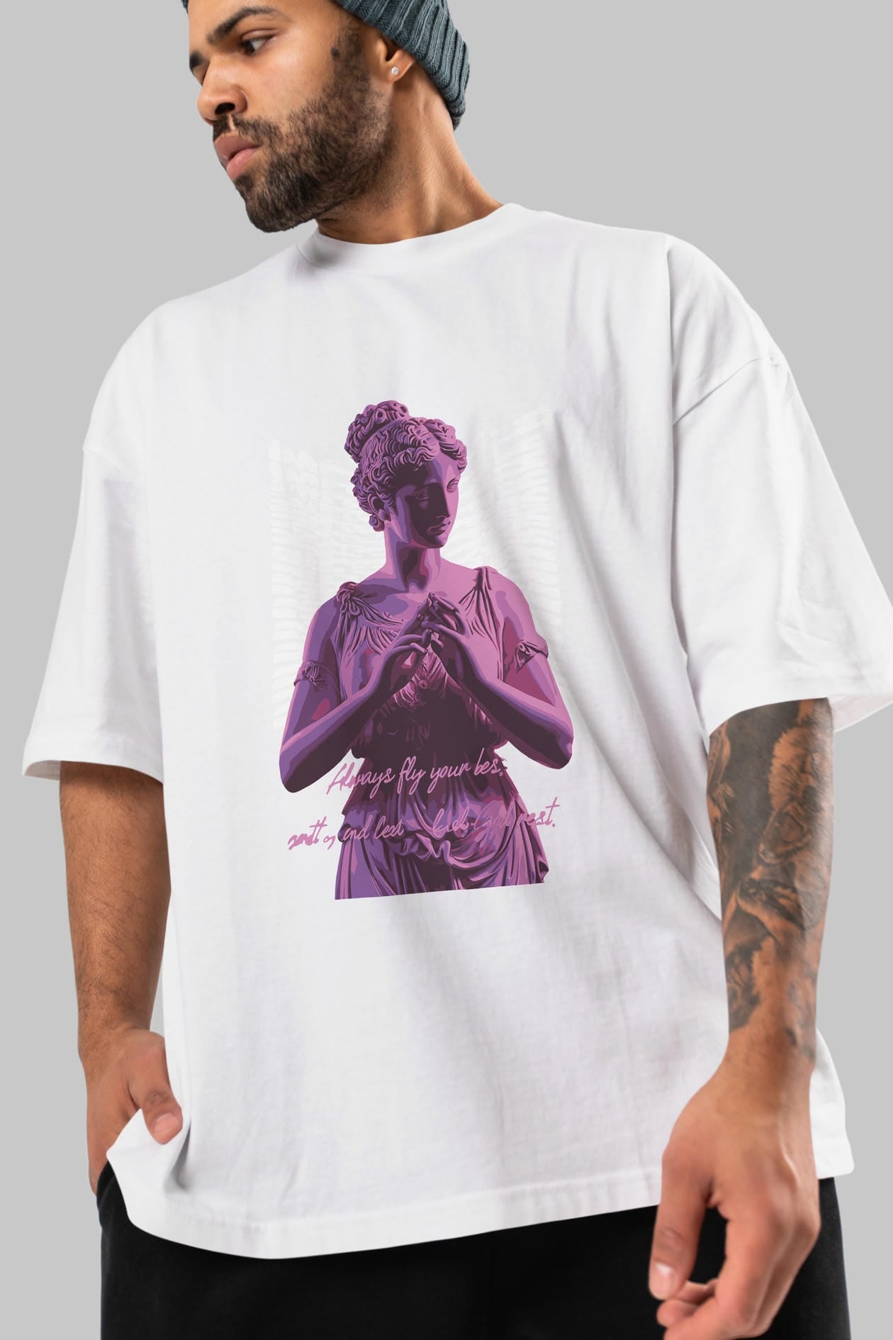 Always Fly ön Baskılı Oversize t-shirt Erkek Kadın %100 Pamuk Bisiklet Yaka tişort