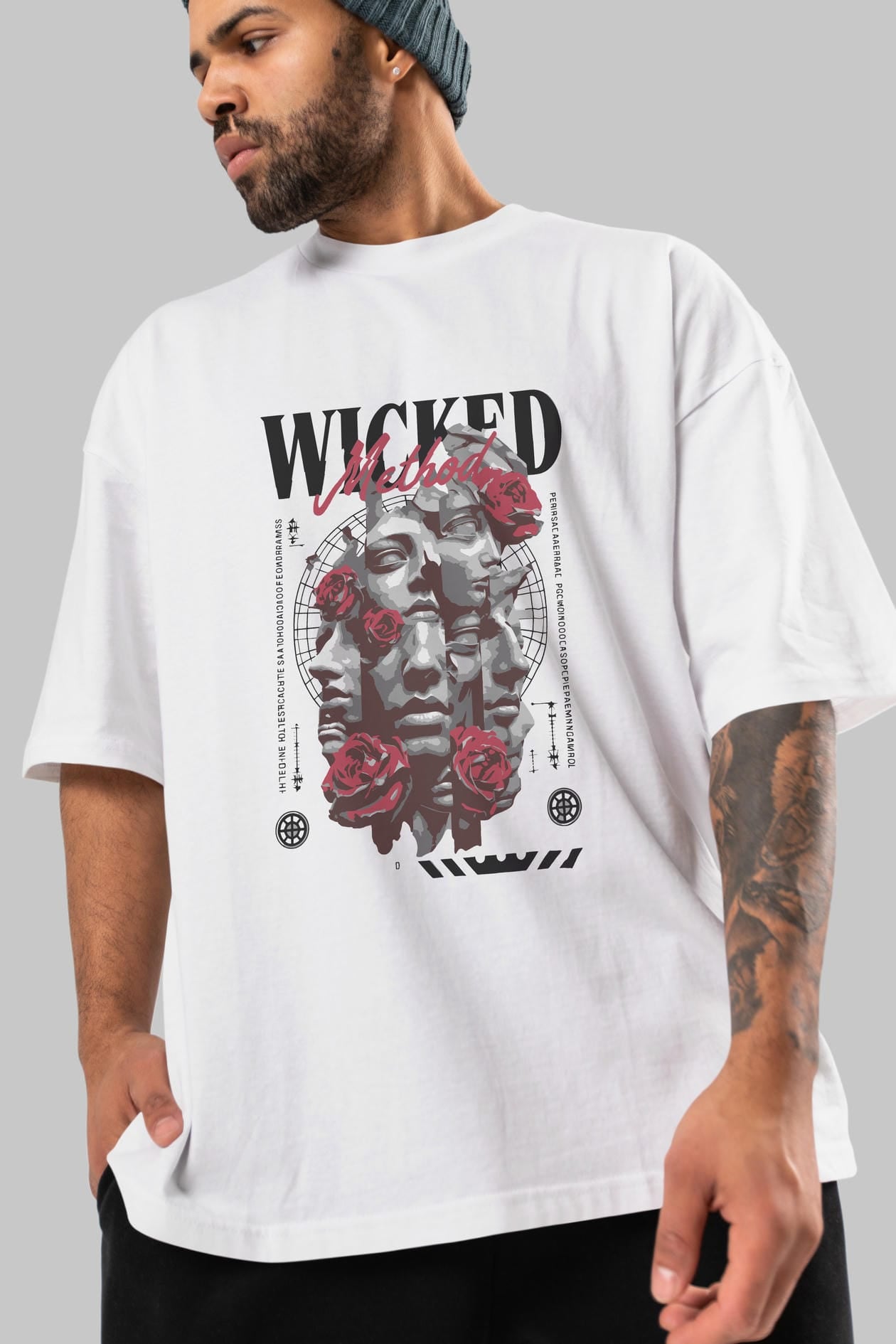 Wicked Method ön Baskılı Oversize t-shirt Erkek Kadın %100 Pamuk Bisiklet Yaka tişort