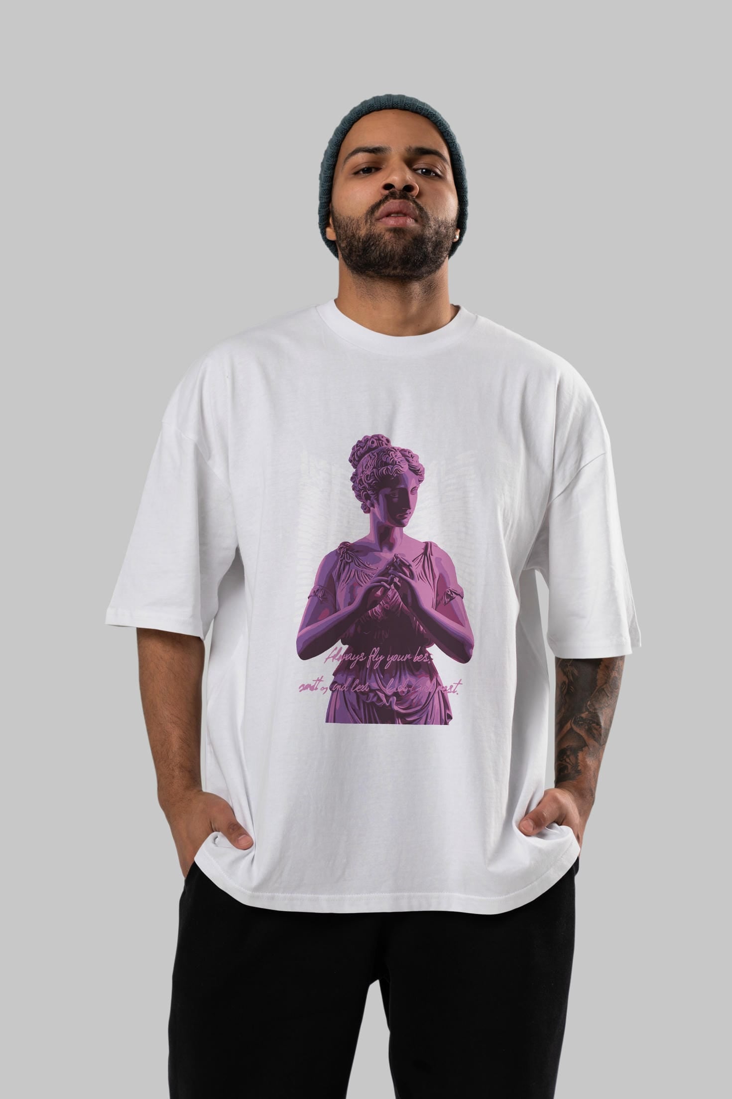Always Fly ön Baskılı Oversize t-shirt Erkek Kadın %100 Pamuk Bisiklet Yaka tişort