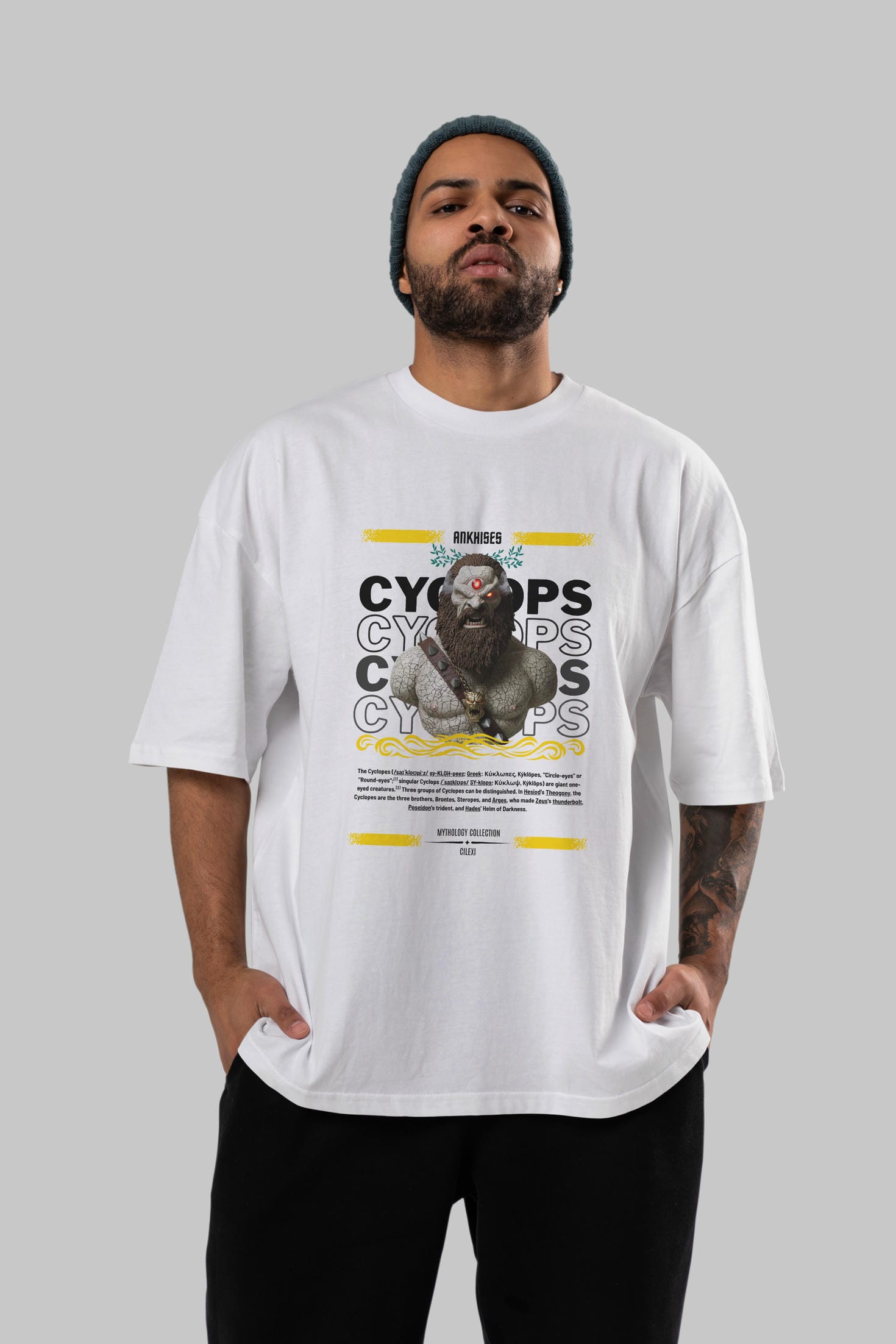 Cyclopes 1 ön Baskılı Oversize t-shirt Erkek Kadın %100 Pamuk Bisiklet Yaka tişort