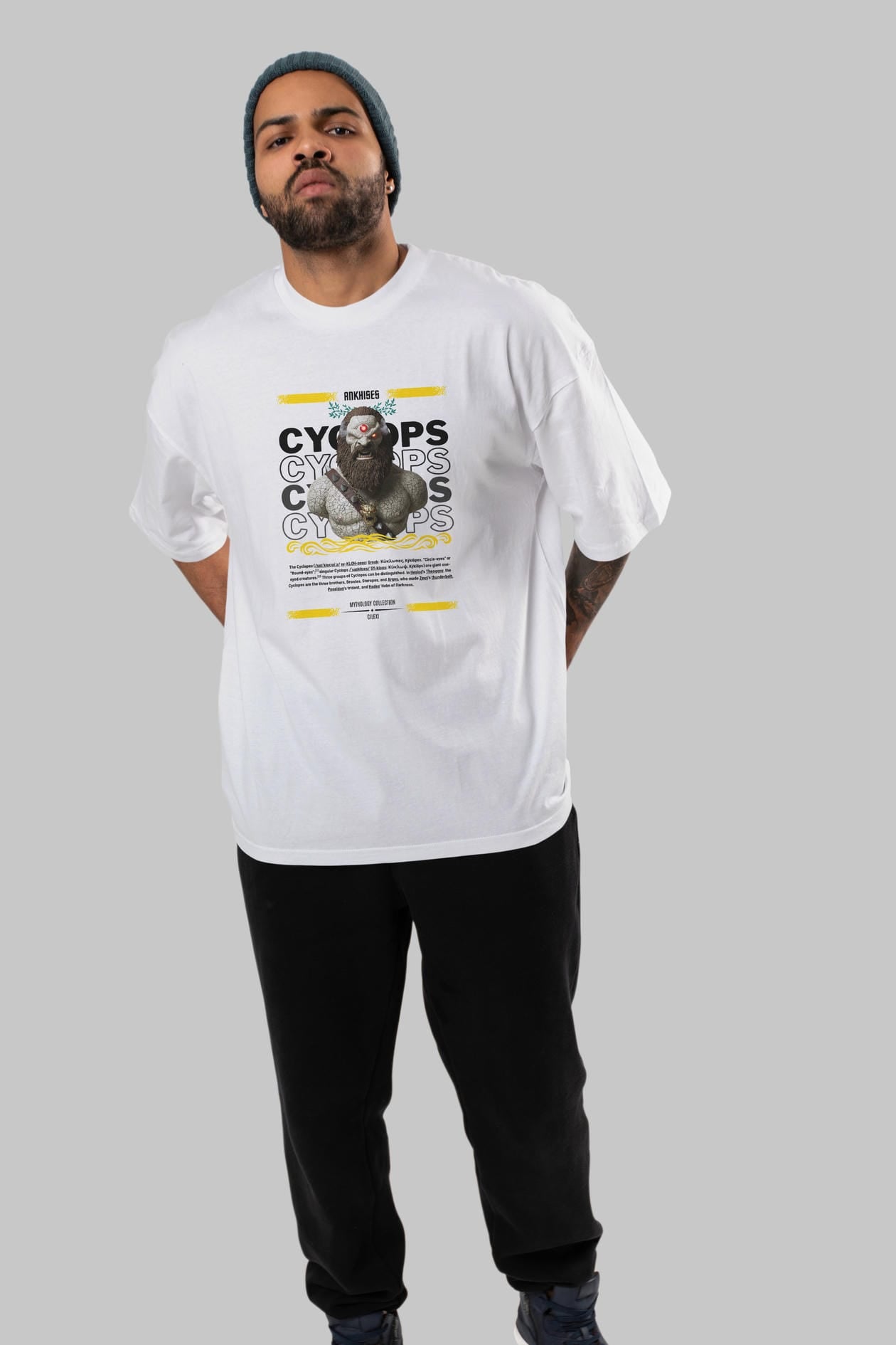 Cyclopes 1 ön Baskılı Oversize t-shirt Erkek Kadın %100 Pamuk Bisiklet Yaka tişort