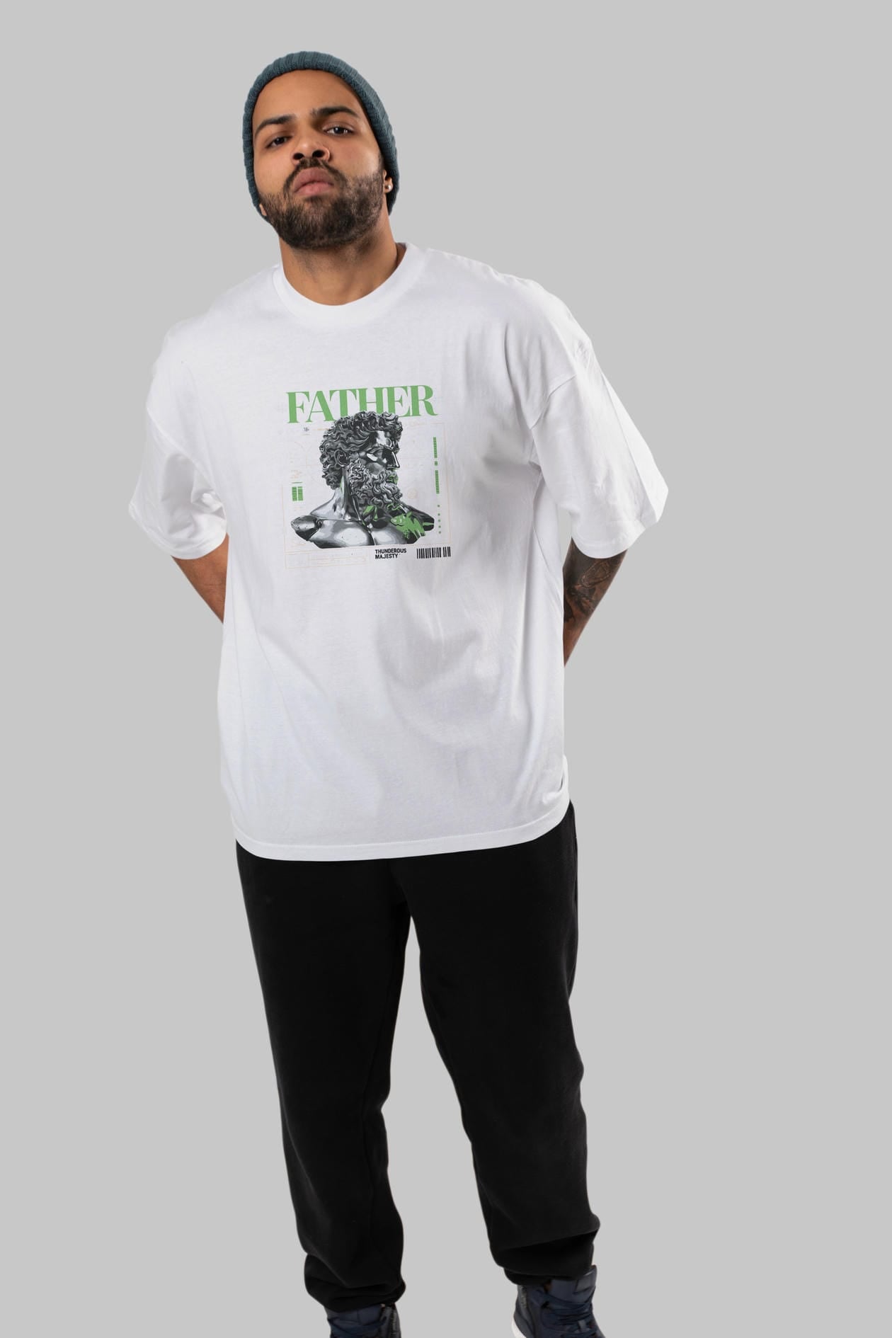 Father Zeus ön Baskılı Oversize t-shirt Erkek Kadın %100 Pamuk Bisiklet Yaka tişort