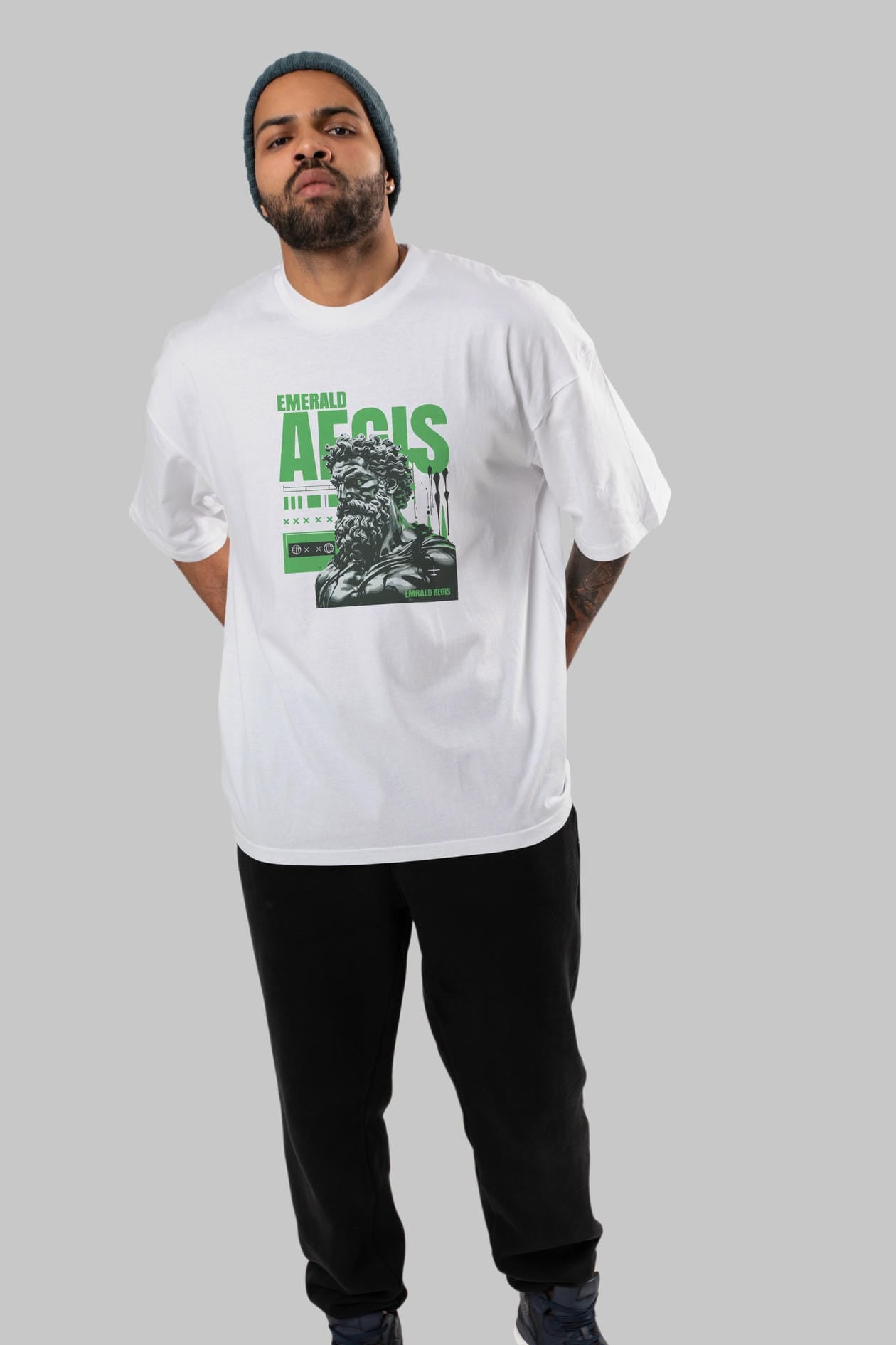 Emrald Regis ön Baskılı Oversize t-shirt Erkek Kadın %100 Pamuk Bisiklet Yaka tişort