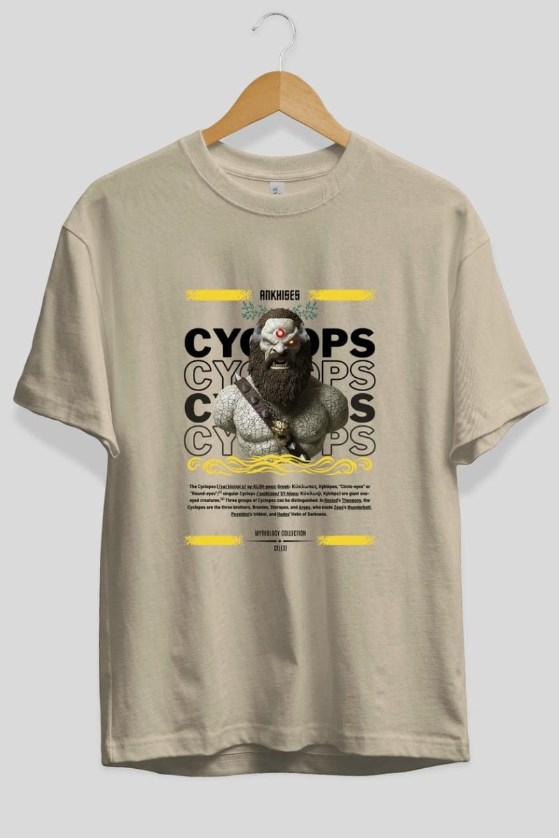 Cyclopes 1 ön Baskılı Oversize t-shirt Erkek Kadın %100 Pamuk Bisiklet Yaka tişort - Cilexi