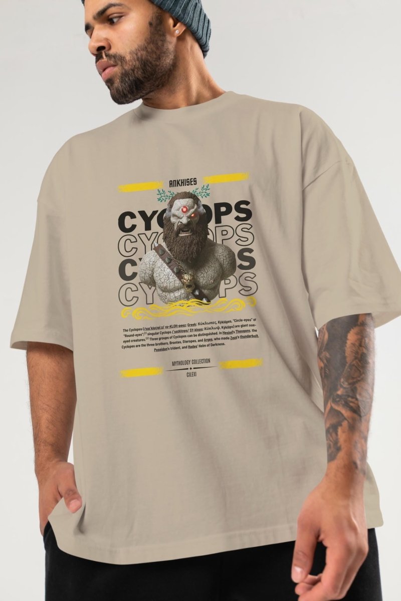 Cyclopes 1 ön Baskılı Oversize t-shirt Erkek Kadın %100 Pamuk Bisiklet Yaka tişort - Cilexi