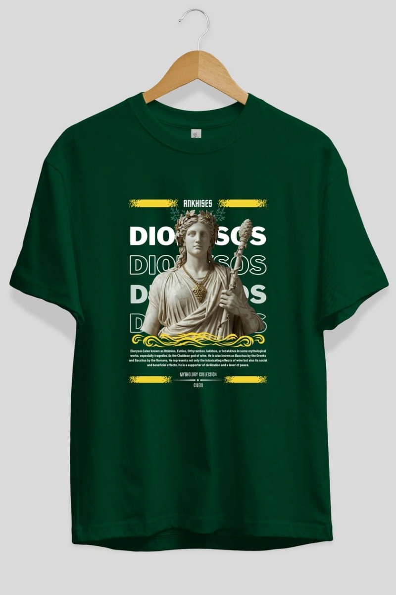 Dionysos 1 ön Baskılı Oversize t-shirt Erkek Kadın %100 Pamuk Bisiklet Yaka tişort - Cilexi