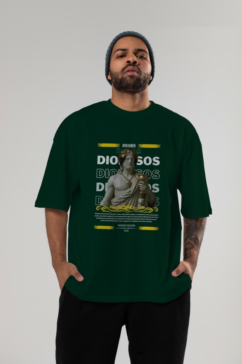 Dionysos 2 ön Baskılı Oversize t-shirt Erkek Kadın %100 Pamuk Bisiklet Yaka tişort - Cilexi