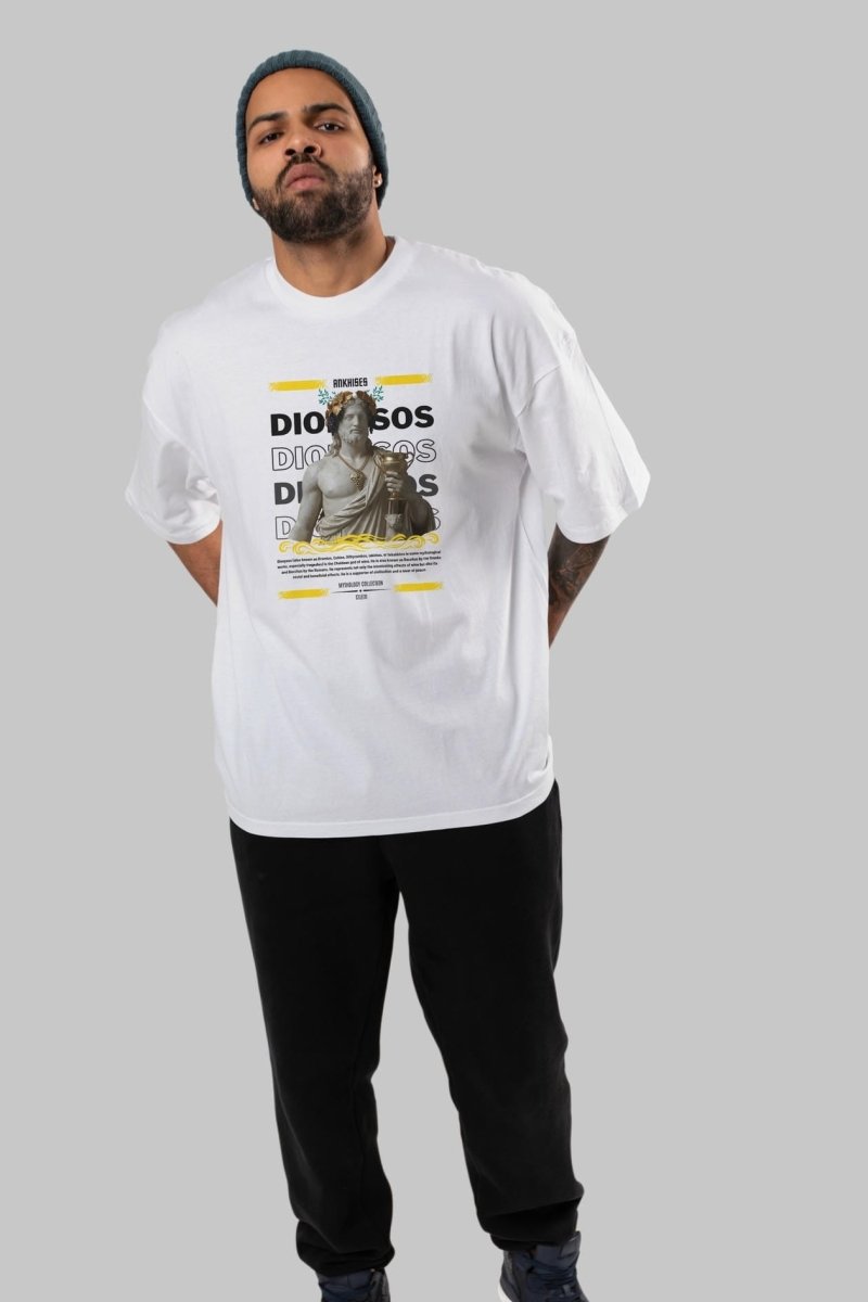 Dionysos 2 ön Baskılı Oversize t-shirt Erkek Kadın %100 Pamuk Bisiklet Yaka tişort - Cilexi
