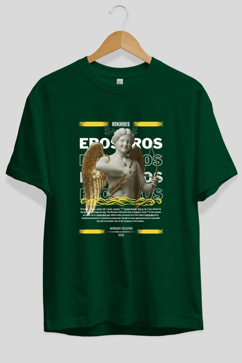 Eros ön Baskılı Oversize t-shirt Erkek Kadın %100 Pamuk Bisiklet Yaka tişort - Cilexi