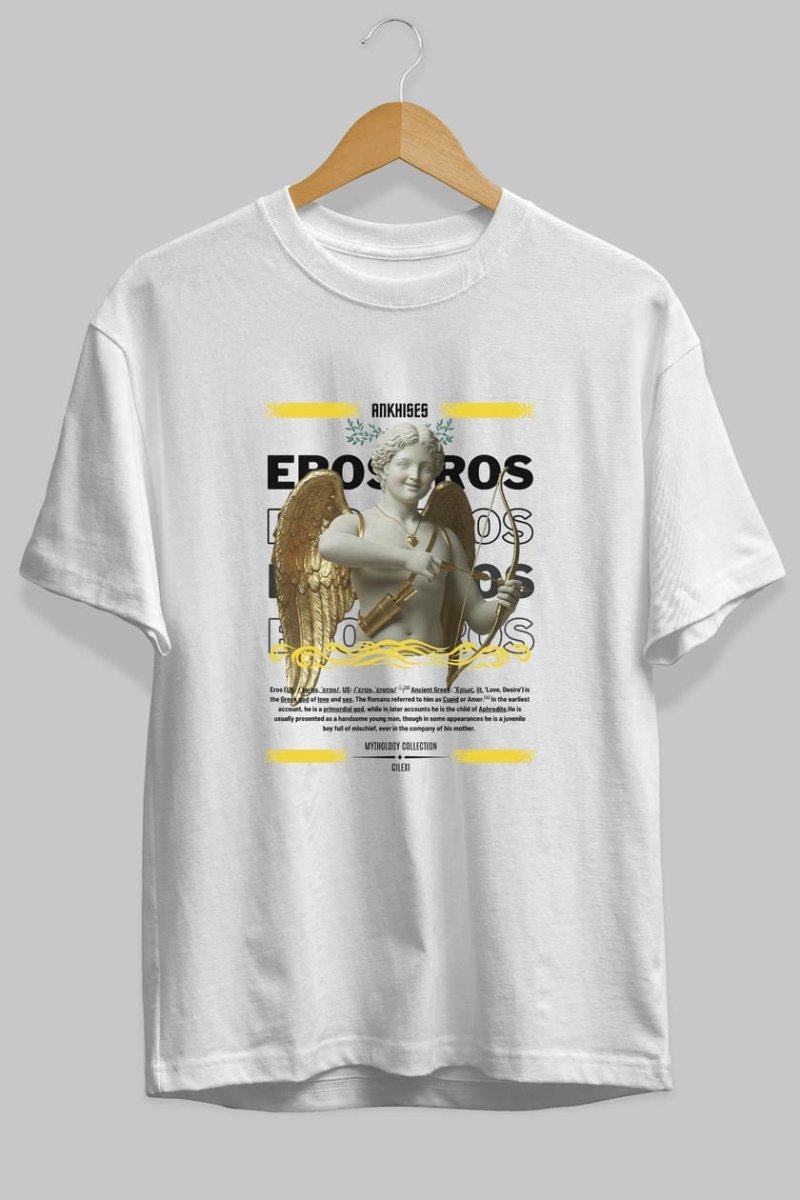 Eros ön Baskılı Oversize t-shirt Erkek Kadın %100 Pamuk Bisiklet Yaka tişort - Cilexi