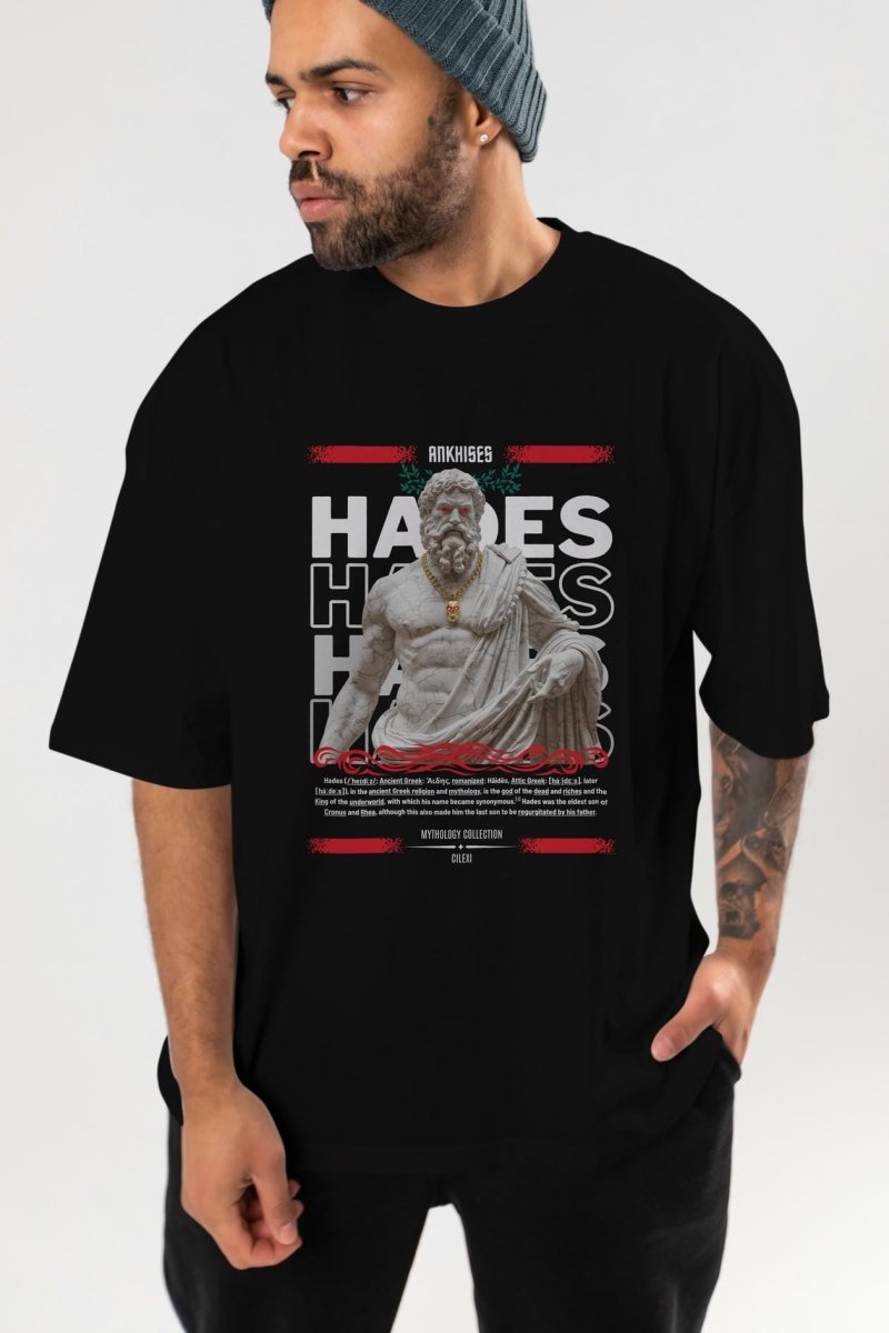 Hades 2 ön Baskılı Oversize t-shirt Erkek Kadın %100 Pamuk Bisiklet Yaka tişort - Cilexi